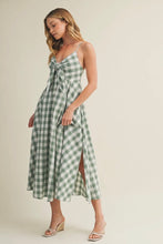 Load image into Gallery viewer, Woman wearing a green and white checkered dress on a plain background
