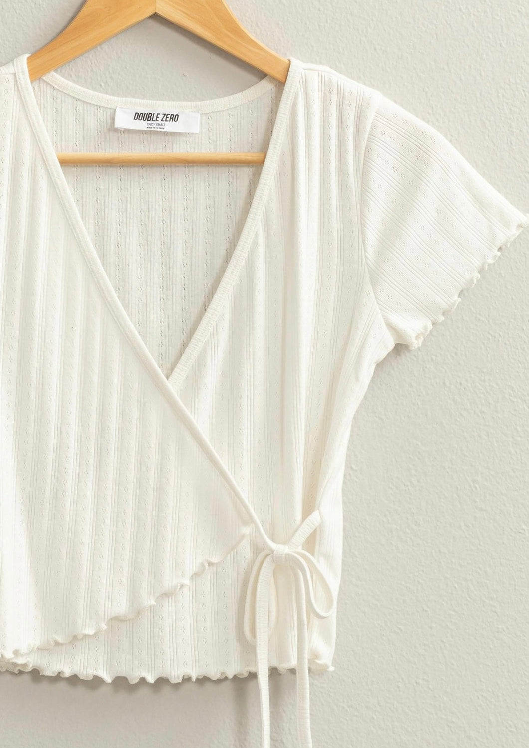 Pointelle Faux Wrap Tee