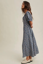 Load image into Gallery viewer, Woman wearing a blue floral dress against a plain background
