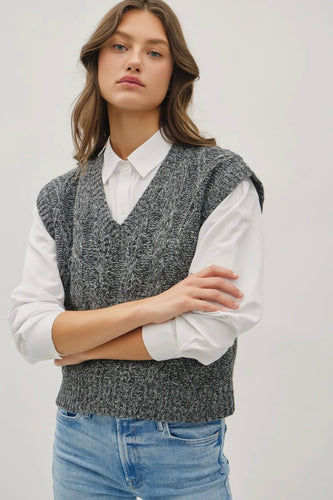 Marled Cable Knit Sweater Vest