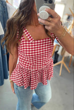 Load image into Gallery viewer, Person wearing a red and white checkered top in a store setting