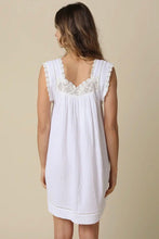 Load image into Gallery viewer, White nightgown with lace details on a beige background
