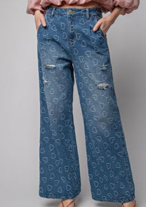 Pleated Heart Jeans