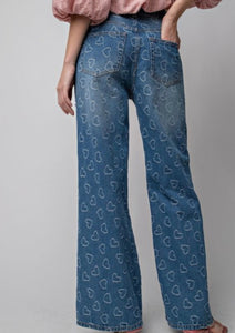 Pleated Heart Jeans