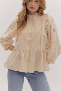 Eyelet Peplum Top