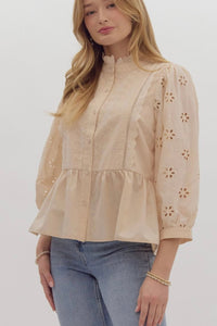 Eyelet Peplum Top