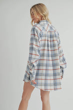 Load image into Gallery viewer, Woman wearing a plaid shirt dress on a plain background