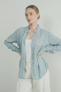 Embroidered Edge Denim Shirt