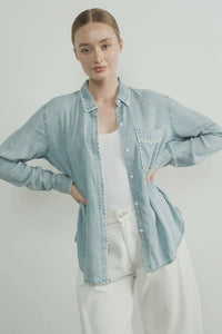 Embroidered Edge Denim Shirt