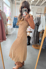 Load image into Gallery viewer, Woman taking a mirror selfie wearing a beige dress in a clothing store.