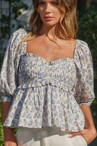 Puffed Sleeve Babydoll Top