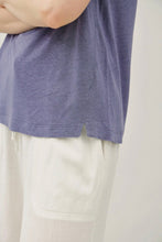 Load image into Gallery viewer, Person wearing a blue t-shirt and white pants on a plain background
